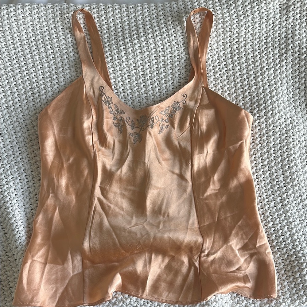 Victoria's Secret Peach Satin Embroidered Camisole